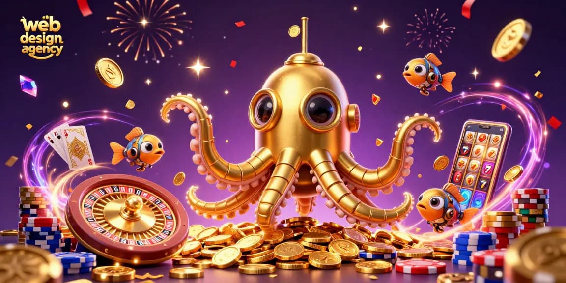 Experience the vibrant energy of a web design agency through an epic casino illustration!