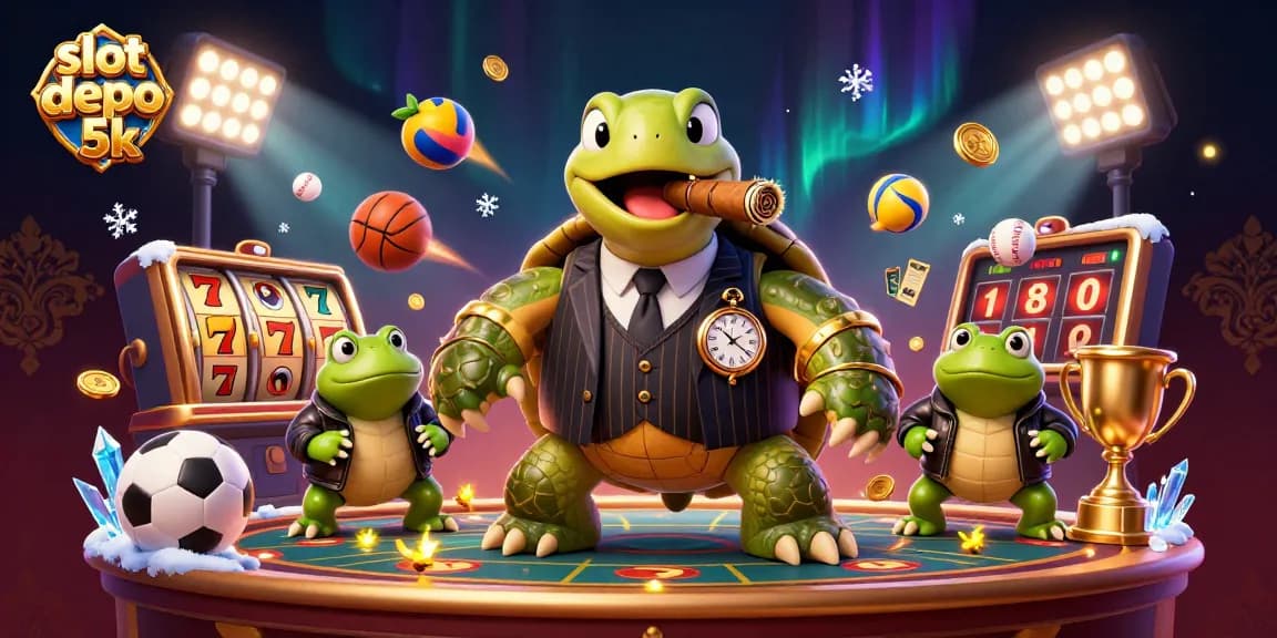 Engage with thrilling slot depo 5k excitement in a vibrant 3D casino scene.