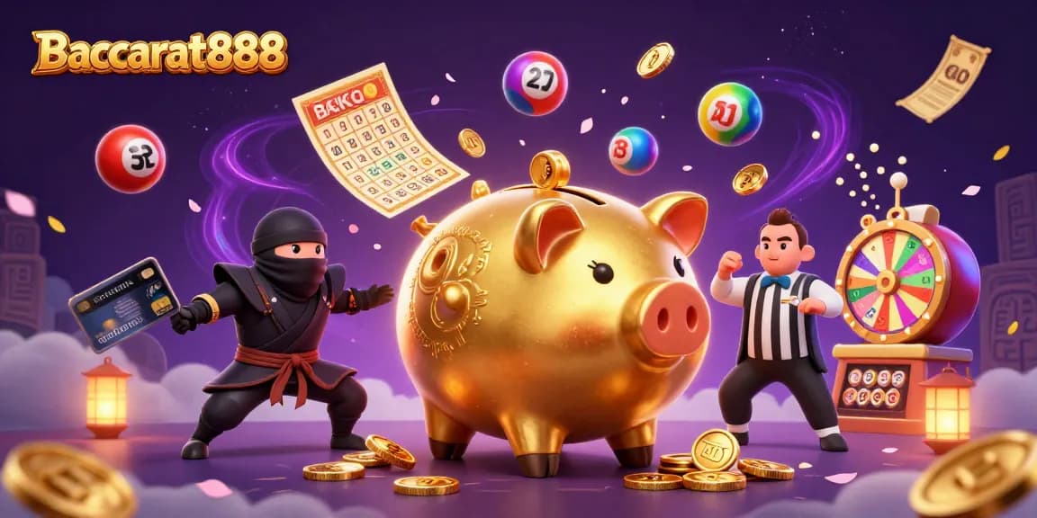 Baccarat888 showcases vibrant casino action with dynamic characters and colorful game elements.