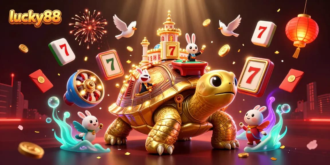 Spin to win with lucky88 at an exciting online casino featuring vibrant 3D visuals and unique gaming elements.