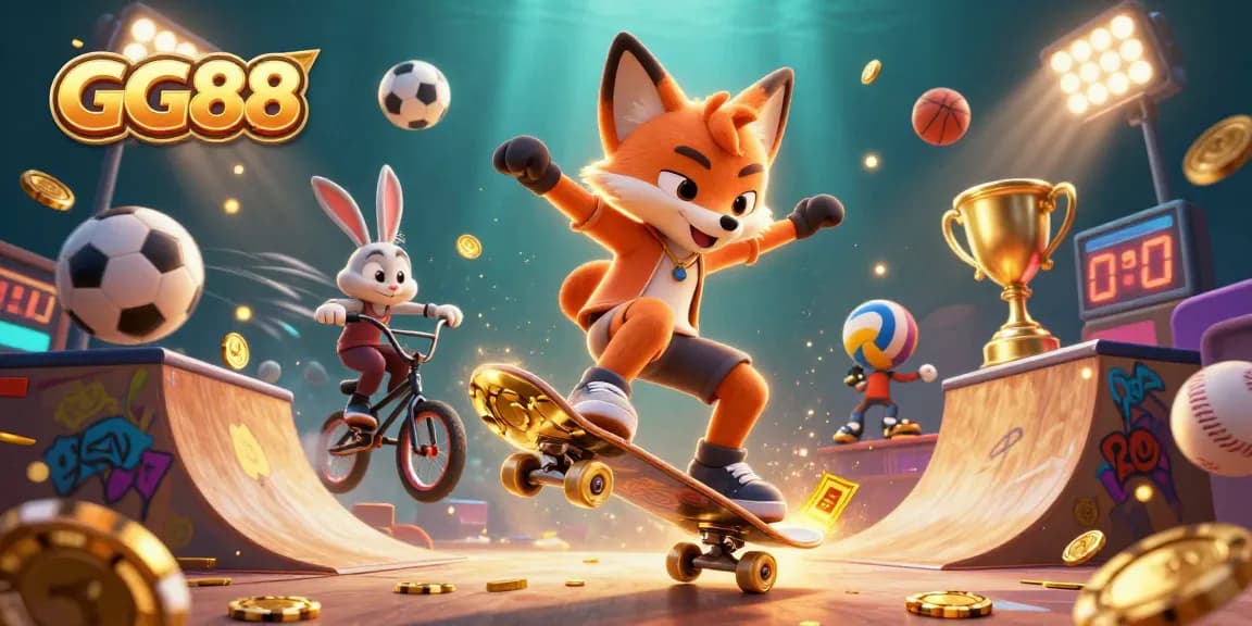 Experience GG88 through thrilling casino illustrations featuring vibrant characters and dynamic gaming elements.