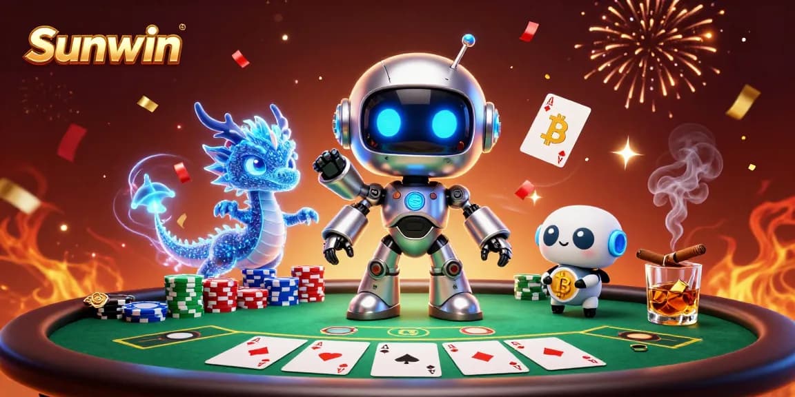 Experience thrilling Sunwin casino excitement with vibrant characters and gaming action elements
