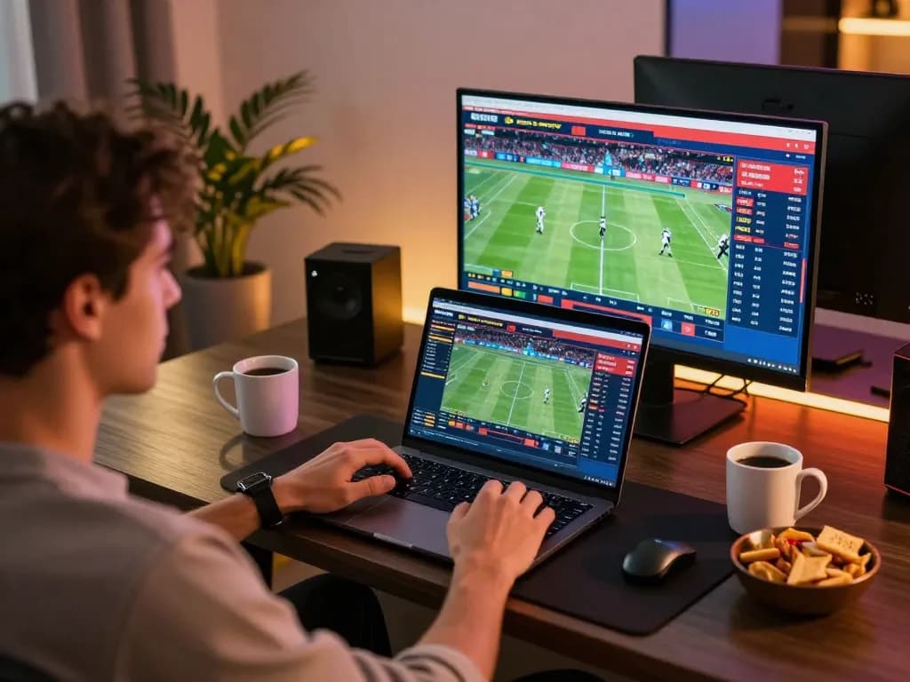 Player engaged in sports betting at Nhà Cái RR88, showcasing live matches and odds.
