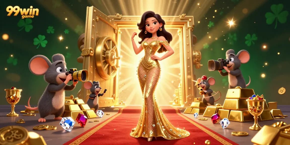 Engage with the 99win game in a vibrant 3D casino scene showcasing treasures and excitement.