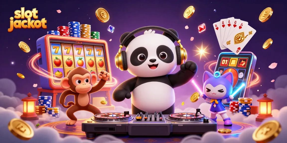 Experience the thrill of the slot jackpot with dynamic characters in a vibrant casino scene.