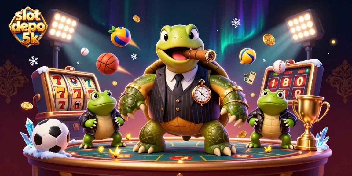 Engage with thrilling slot depo 5k excitement in a vibrant 3D casino scene.