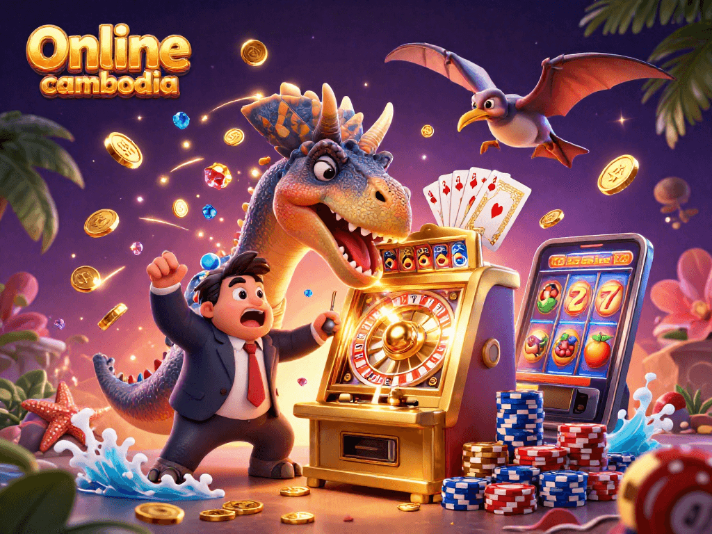 Experience the thrill of an Online casino cambodia scene with a dino jackpot heist!