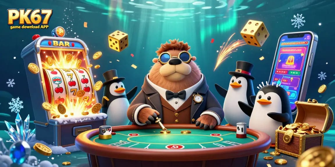 Engage with the PK67 game download APK in a vibrant underwater casino scene.