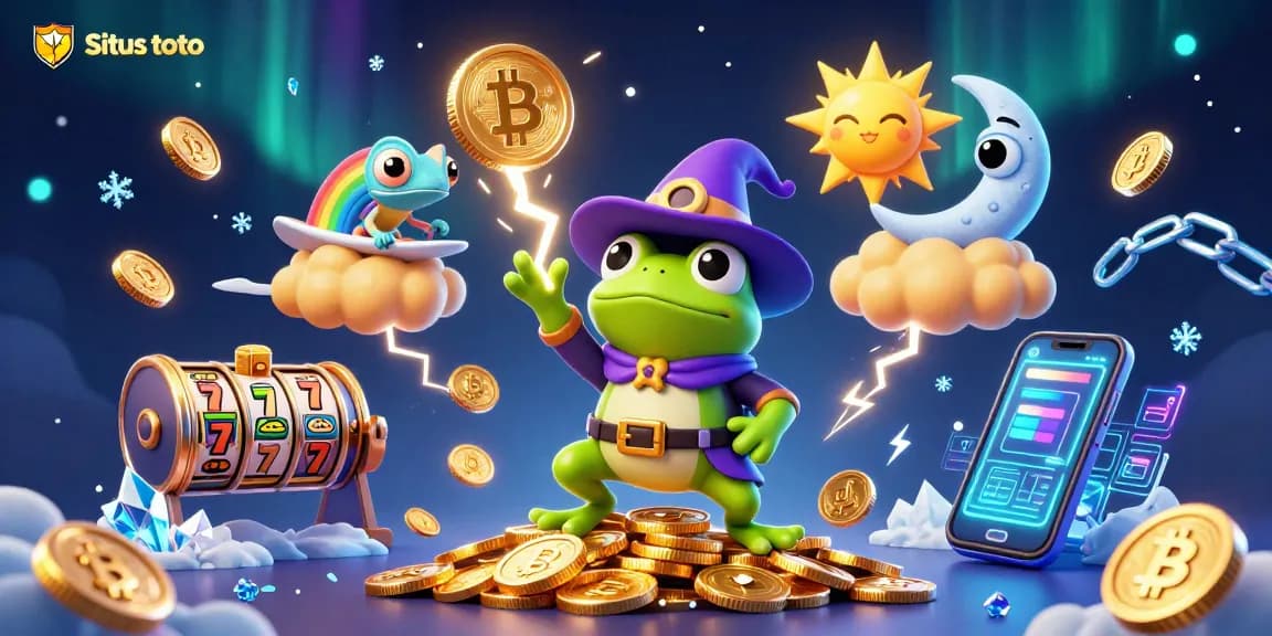 Situs toto Gaming Adventure: Join the wizard frog and chameleon in a whirlwind of excitement, spins, and winning moments.