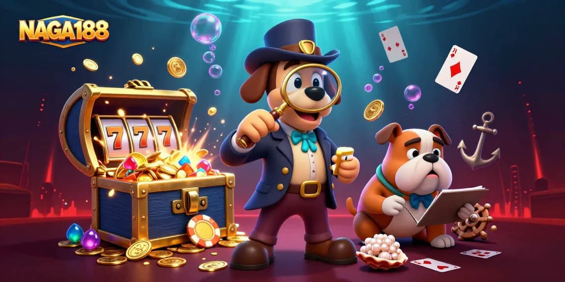 NAGA188 menawarkan pengalaman bermain slot yang seru dengan karakter detektif dan teman anjing dalam petualangan.
