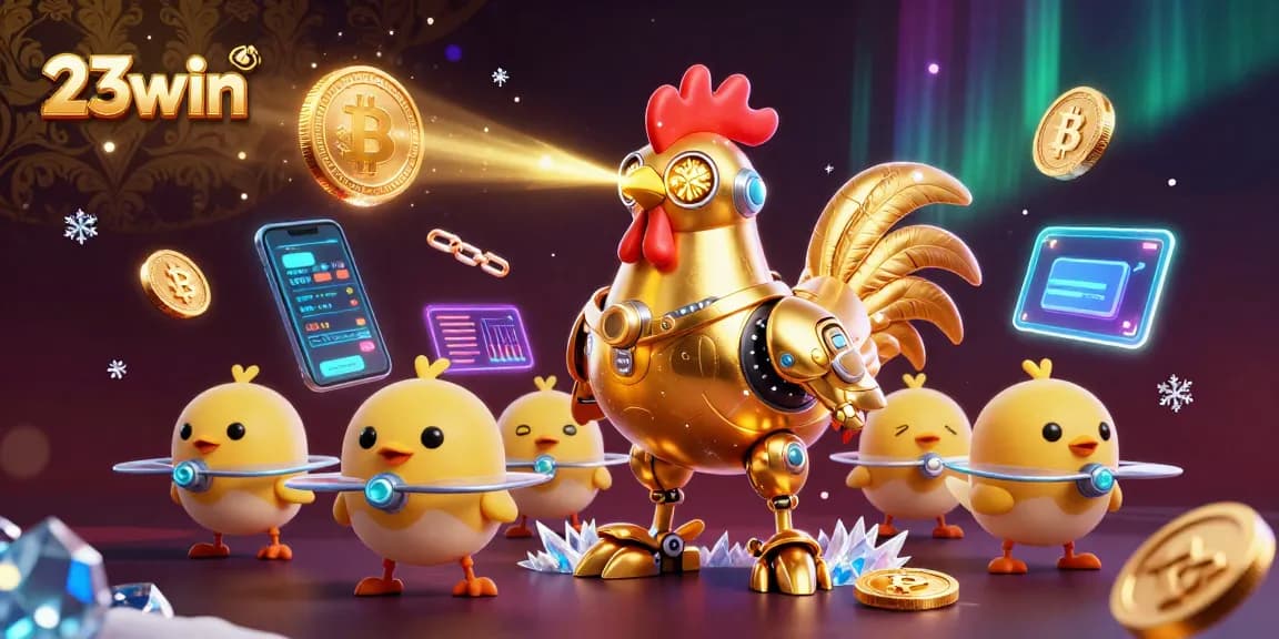 Engage in immersive gaming experiences at 23win with this vibrant casino-themed illustration.