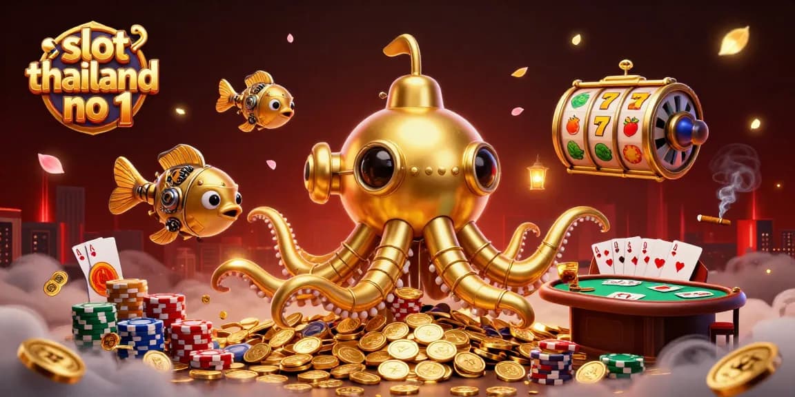 Spin jackpots and lucky slot reels in an ultra-detailed 3D illustration of slot thailand no 1.