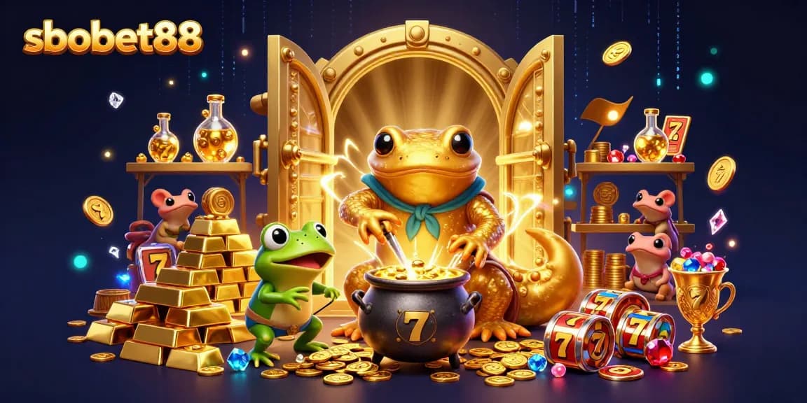 Winning big at sbobet88 with a vibrant alchemist and his energetic apprentice in a mystical casino.