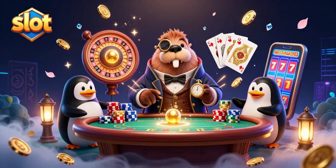 Explore vibrant slot action with a walrus dealer and clever pufferfish as they gamble at a lively underwater poker table.
