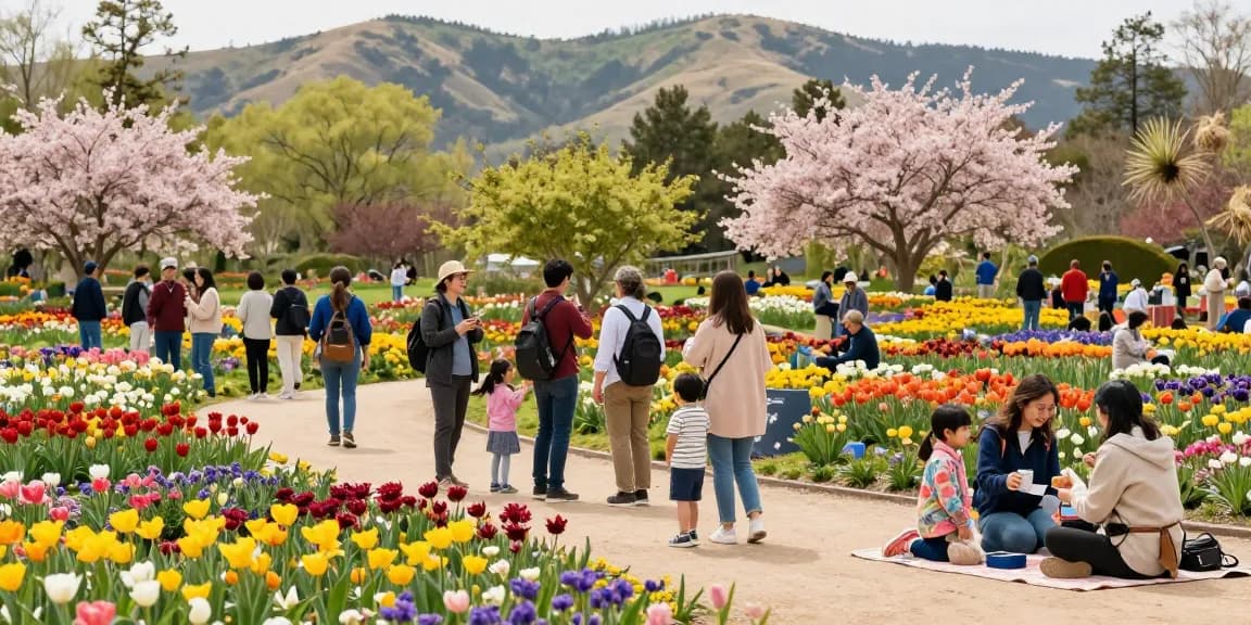 Visitors enjoying beautiful flower displays at https://www.thecapayvalleygardentour.com