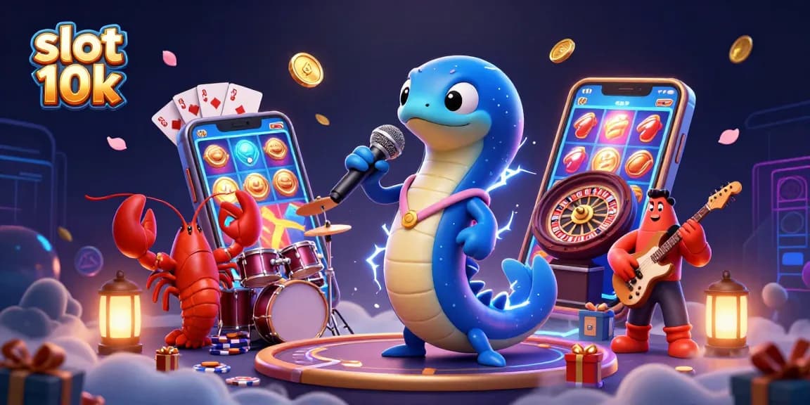 Experience thrilling wins with slot 10k in this vibrant underwater casino scene featuring dynamic characters.