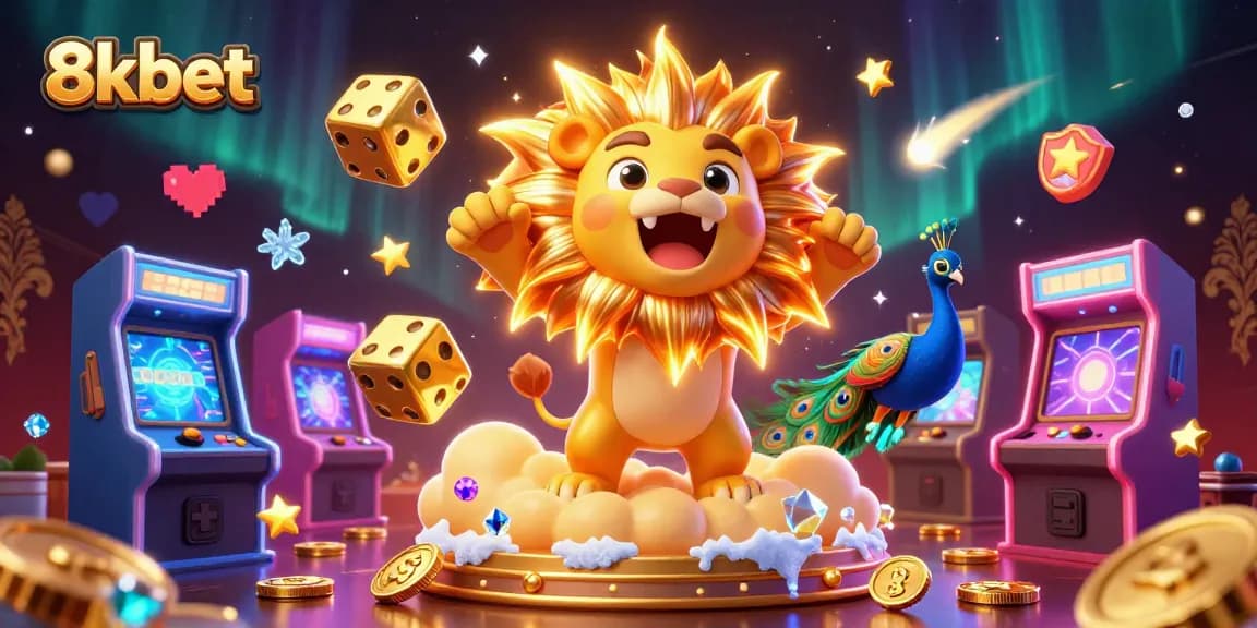 Experience the thrill of 8kbet with vibrant 3D casino elements and dynamic characters.