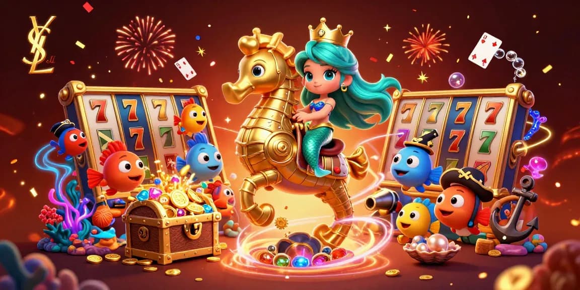 Win exciting jackpots with the lively ysl mermaid princess at this vibrant slot-themed casino scene!