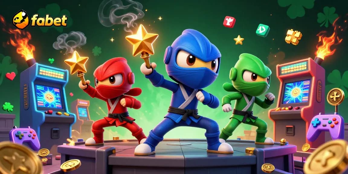 Experience thrilling gameplay with fabet showcasing vibrant 3D cartoon characters amidst golden casino elements.