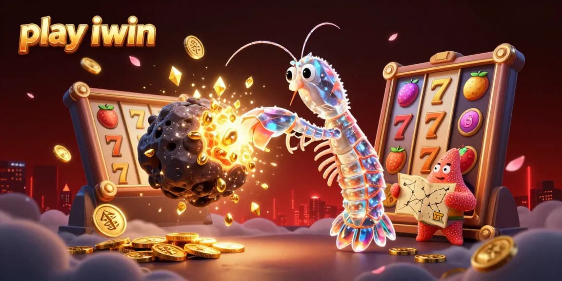 Play iwin features a dynamic 3D casino scene with vibrant characters and exciting game elements.