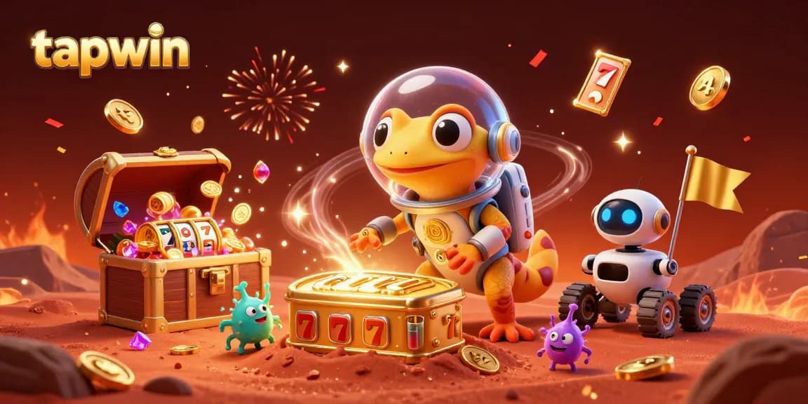 Experience fun and excitement with tapwin by spinning slot reels in a vibrant 3D Martian casino adventure.
