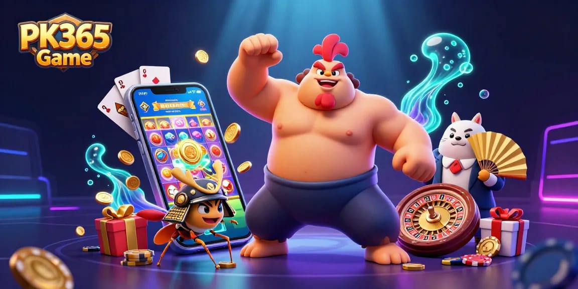 Engage with PK365 Game as a rooster and samurai cricket showcase dynamic casino elements in a thrilling scene.