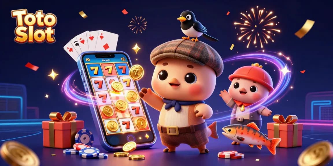 Engage in Toto Slot fun with colorful games and playful characters, showcasing vibrant casino excitement.