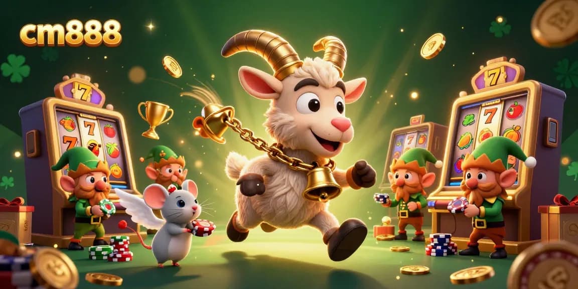 Experience the vibrant excitement of cm888 with a 3D cartoon Krampus goat at a holiday-horror casino.