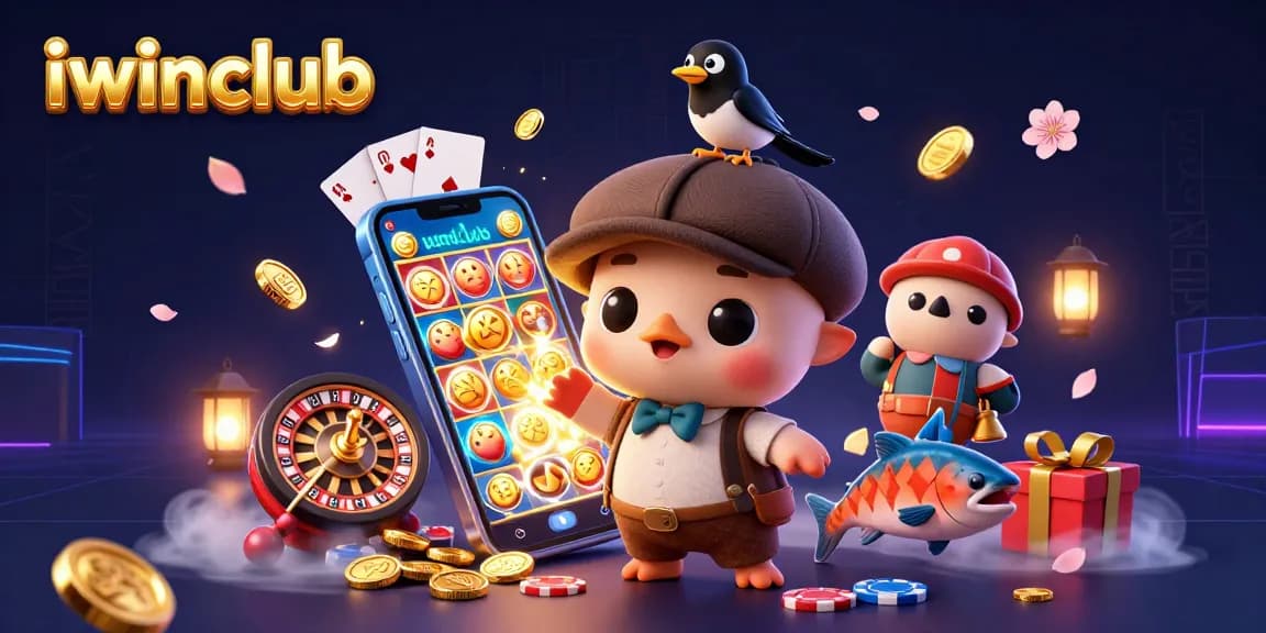 iwinclub showcases a vibrant slot game experience with unique characters and dazzling casino elements.