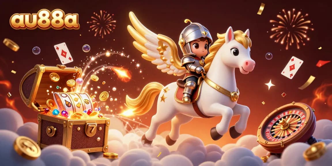Join the exciting world of au88a with a thrilling 3D casino adventure featuring a knight and magical elements.