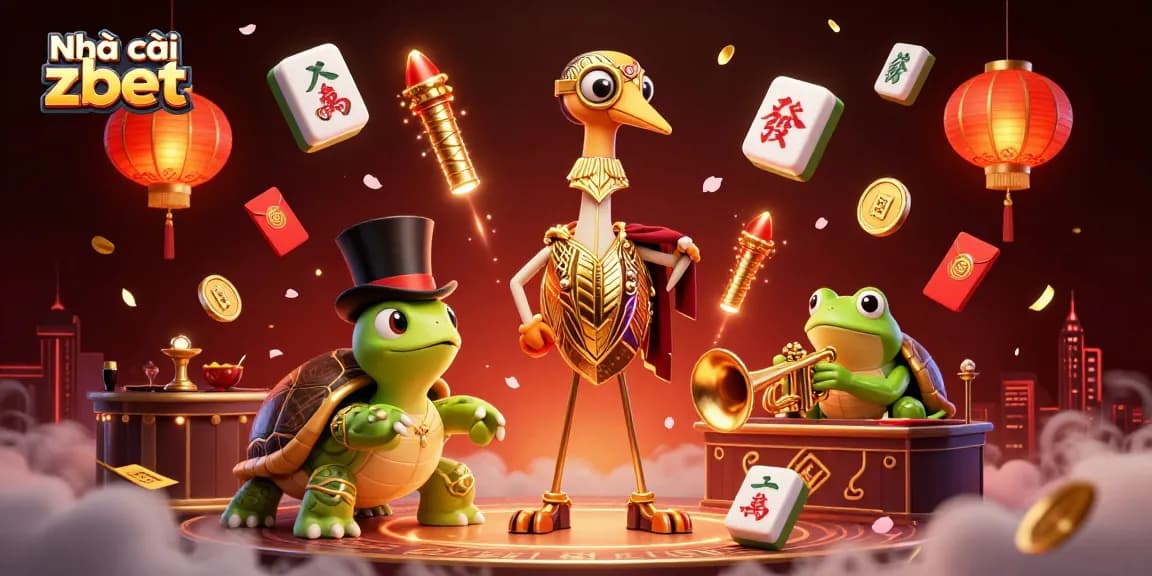 Engage with Nhà cái zbet through a vibrant 3D illustration featuring a gambling-themed scene.