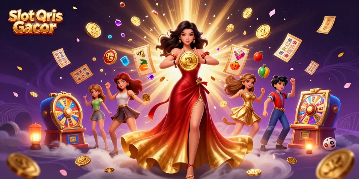 Experience the excitement of Slot Qris Gacor with vibrant slot elements and a stunning golden coin