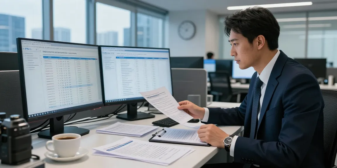 Asset tracing analysis in a financial investigation office with spreadsheets and documents