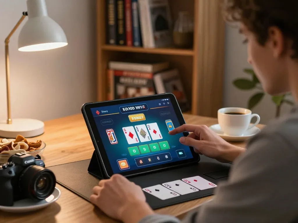 Experience 388bet online blackjack gameplay in a cozy home office setting.