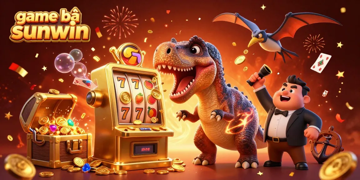 Engage with game bài sunwin as a pachycephalosaurus celebrates jackpot wins amid vibrant casino chaos.