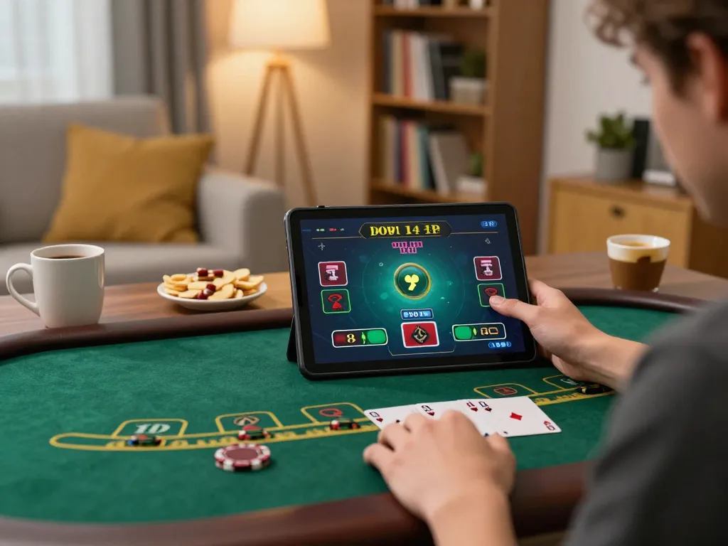 Enjoying strategic online blackjack gameplay on tablet at home with XX 88