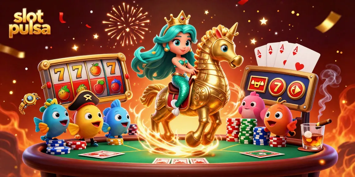 Menangkan slot pulsa dengan permainan slot yang penuh warna dan karakter menarik dalam suasana kasino yang meriah.