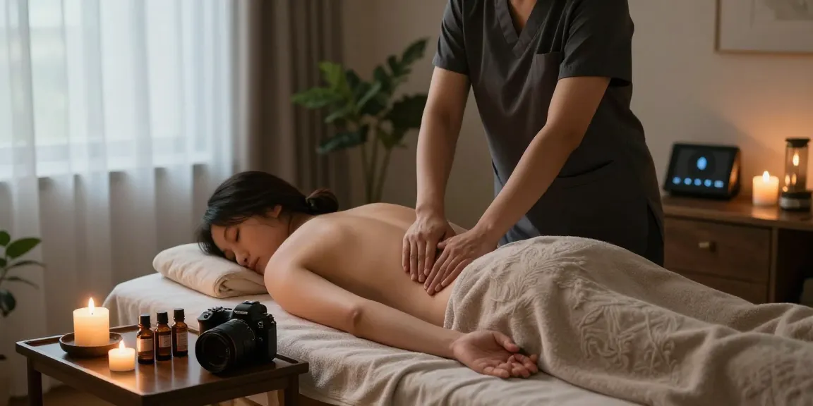 역곡출장안마을 받고 있는 고객과 마사지사가 편안한 분위기에서 마사지하는 모습