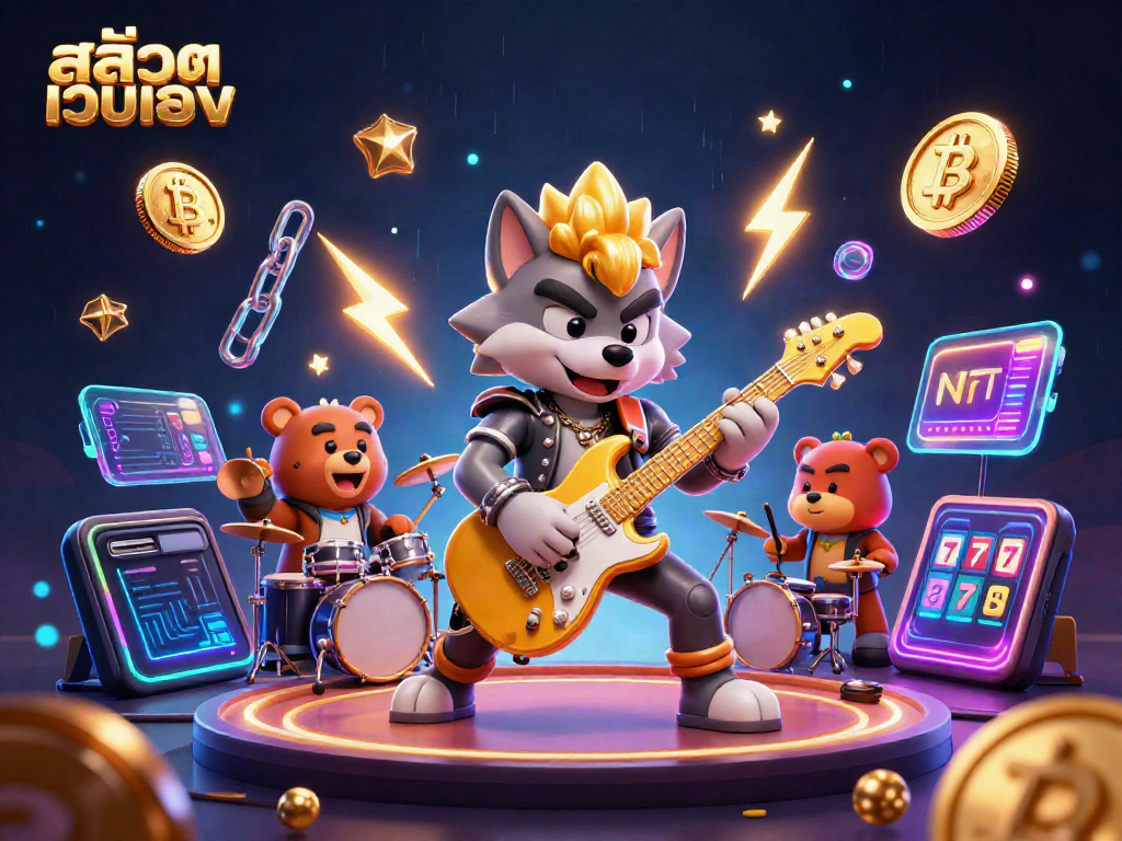 Celebrate winning moments with สล็อตเว็บตรง featuring dynamic 3D characters and casino elements.