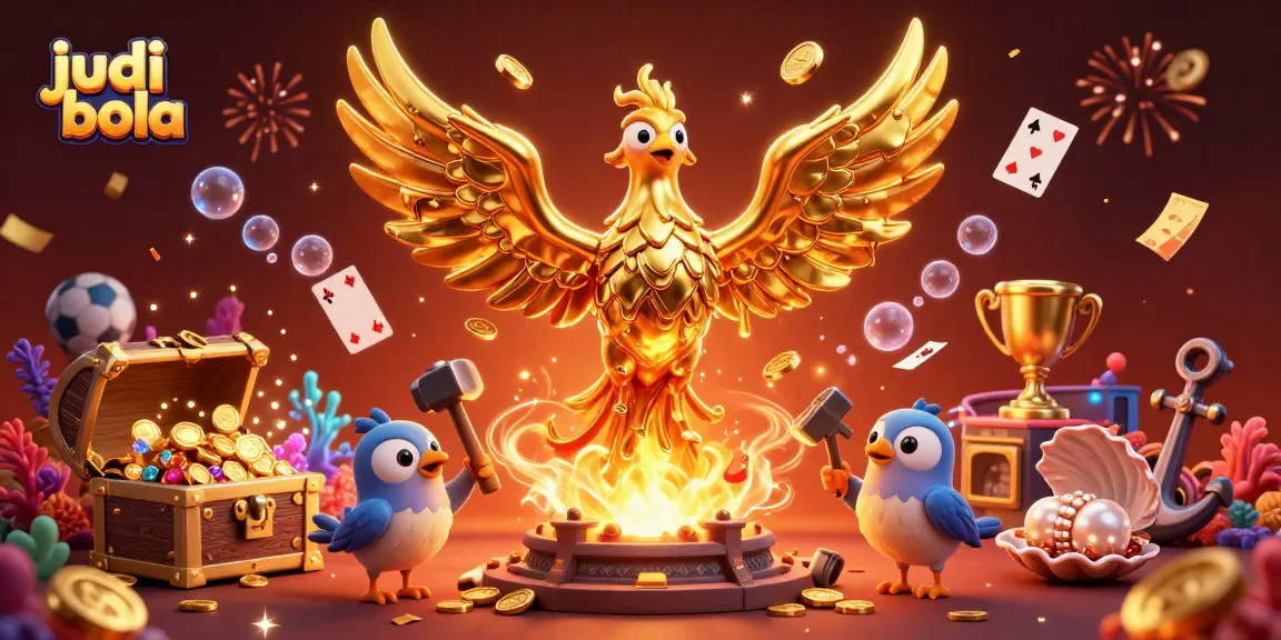 Engage with judi bola in a vibrant sports betting scene featuring a dynamic golden phoenix