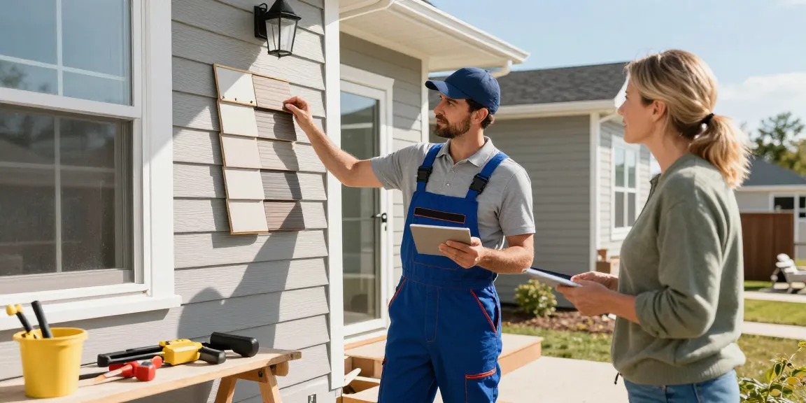 Siding Regina: Trusted local contractor discussing materials with homeowner.