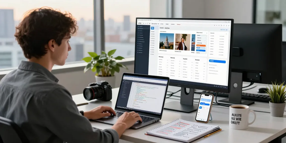 AI image checker analysis in a modern office setting with a data analyst showcasing detailed results.