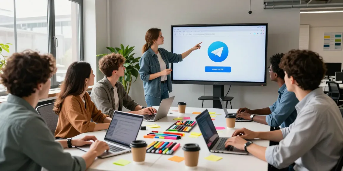 Collaborative digital workspace for telegram中文版下载 featuring diverse professionals engaged in project discussions