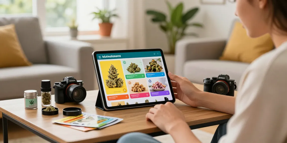 Buy cannabis online in a cozy atmosphere with a vibrant selection of products and accessories.