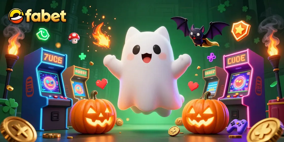 Engage with fabet's thrilling gambling experience in a haunted casino full of excitement and glowing elements.