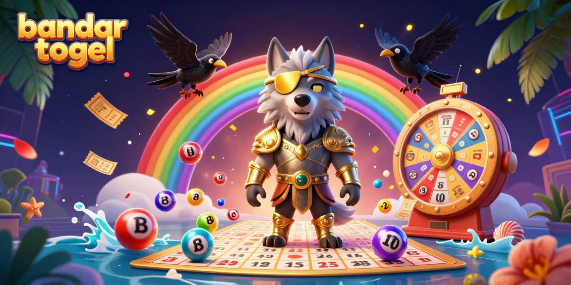 Experience vibrant bandar togel lottery excitement with stunning visuals of prize wheels and bingo cards.