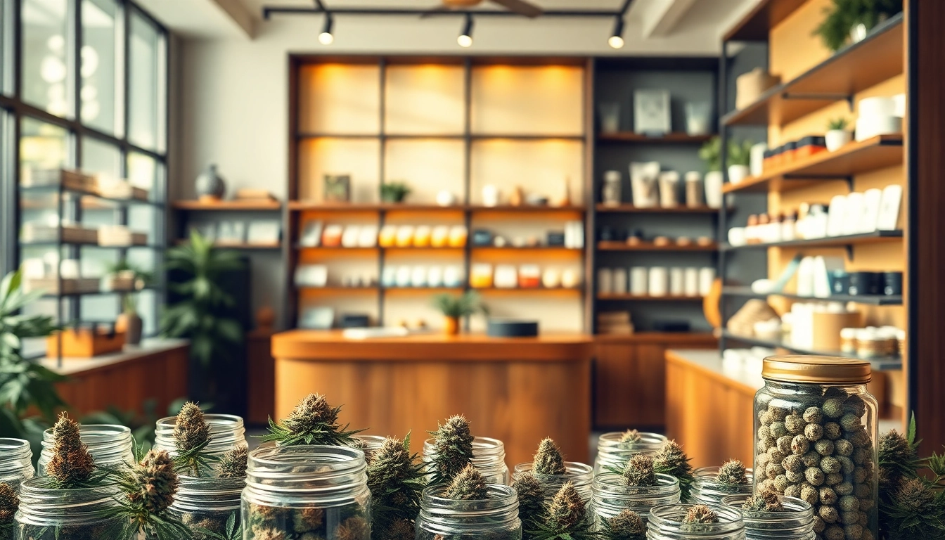 Browse diverse cannabis strains at our Weed Store, featuring bright displays and inviting atmosphere.