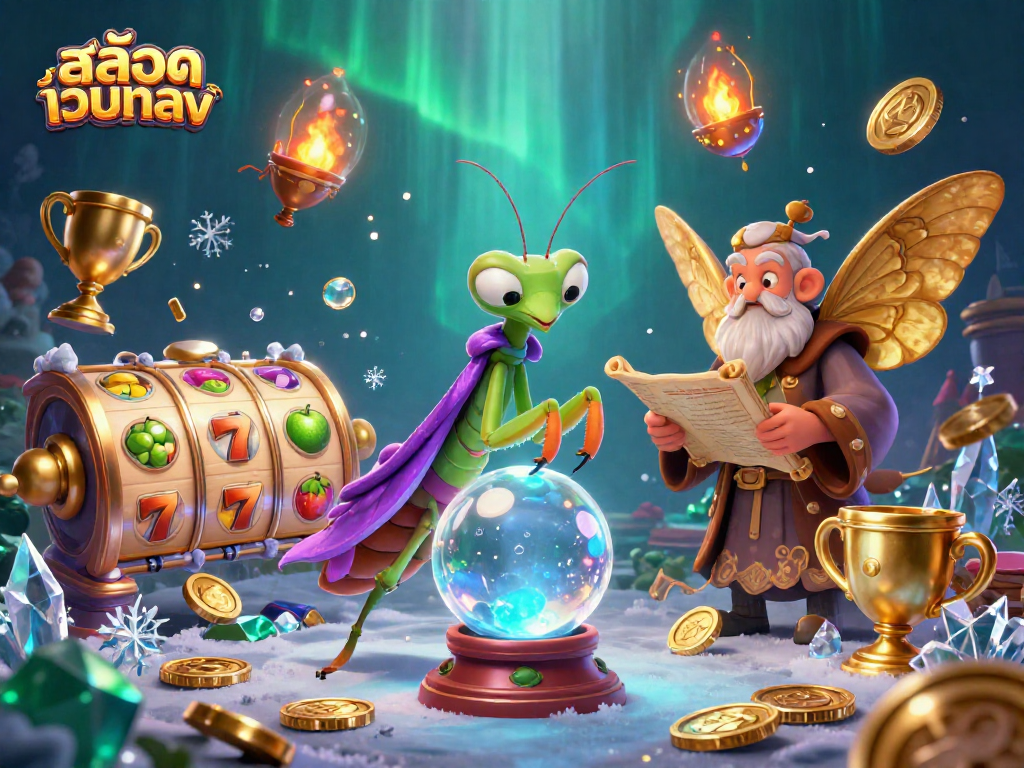 Experience exciting gameplay with สล็อตเว็บตรง at this vibrant 3D casino scene filled with slot reels and coins.