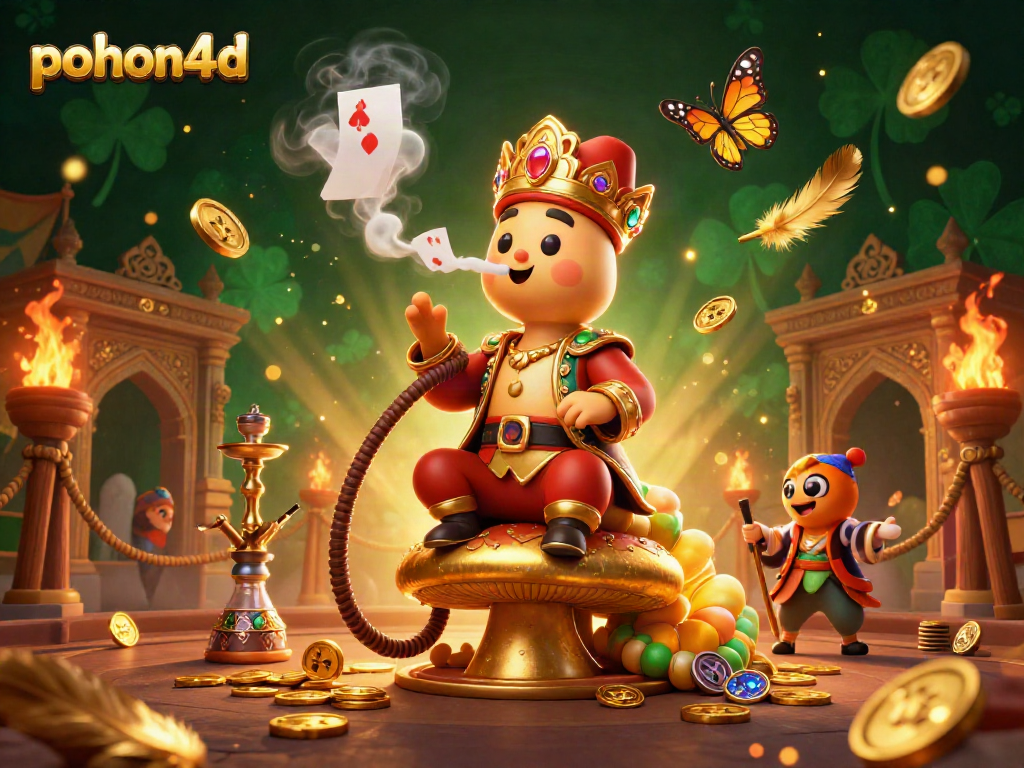 Experience the vibrant world of pohon4d with a captivating 3D caterpillar at the helm, rich in gaming symbols.