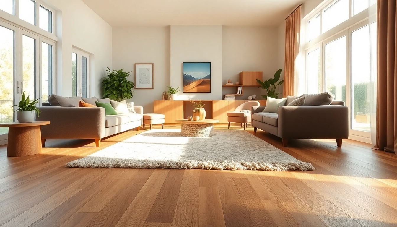 View of a cozy living room showcasing cheap vinyl flooring with a warm, inviting design.